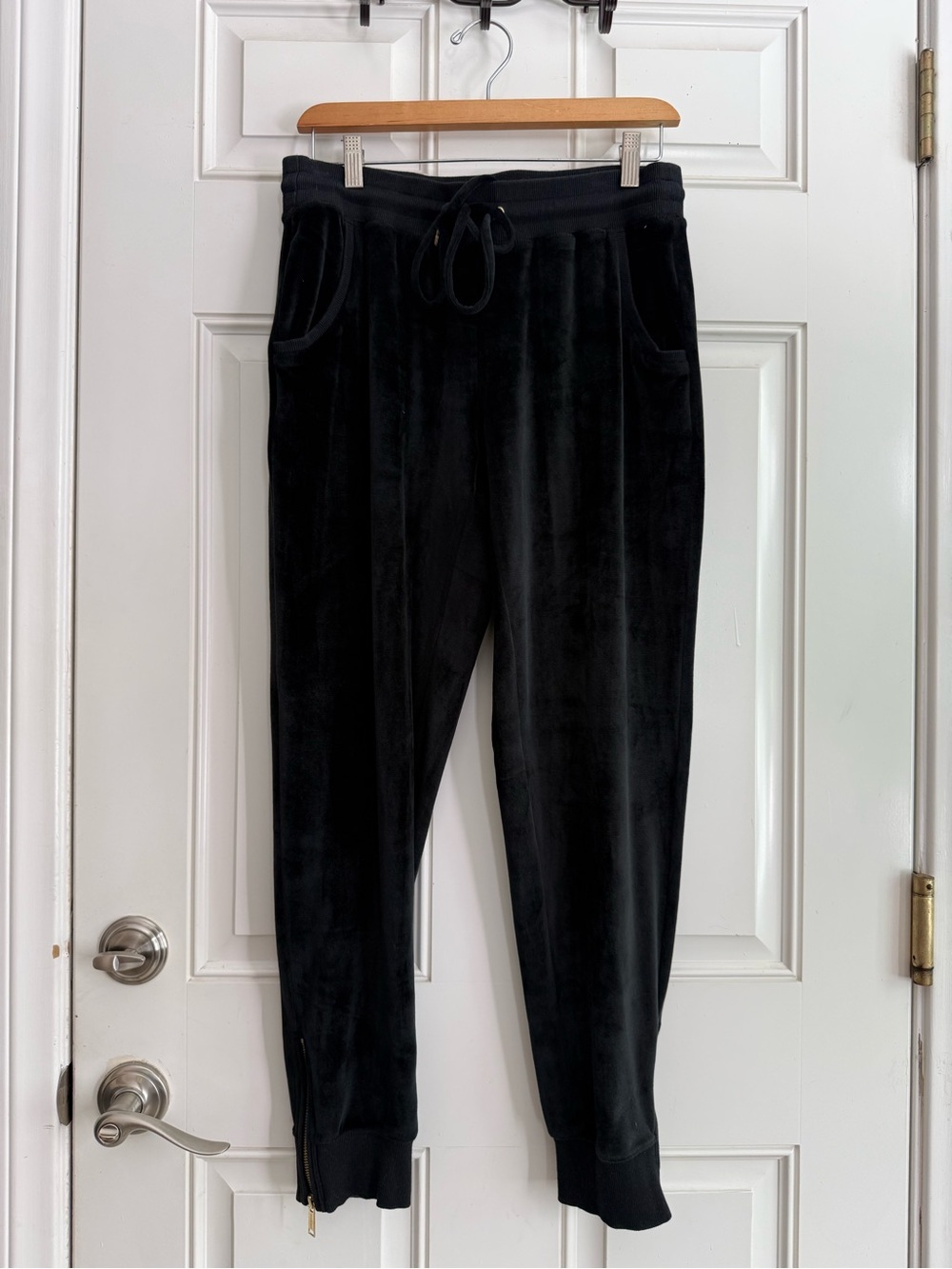Michael Kors Black Velvet Drawstring Joggers